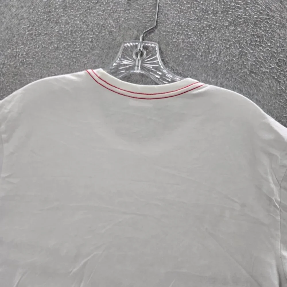True Religion Men Shirt Large White Striped Logo Graphic Print‎ Short Sleeve Tee